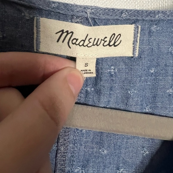 Madewell Chambray Eyelet V Neck Tie Top Small - Picture 6 of 11